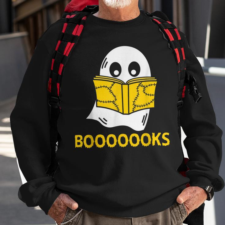 Halloween Booooks Ghost Reading Boo Read Books Library V4 Sweatshirt Gifts for Old Men