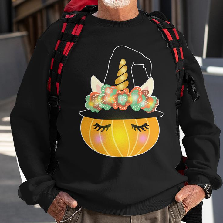 Halloween Uni-Pumpkin Sparkly Cute Graphic Design Printed Casual Daily Basic Sweatshirt Gifts for Old Men