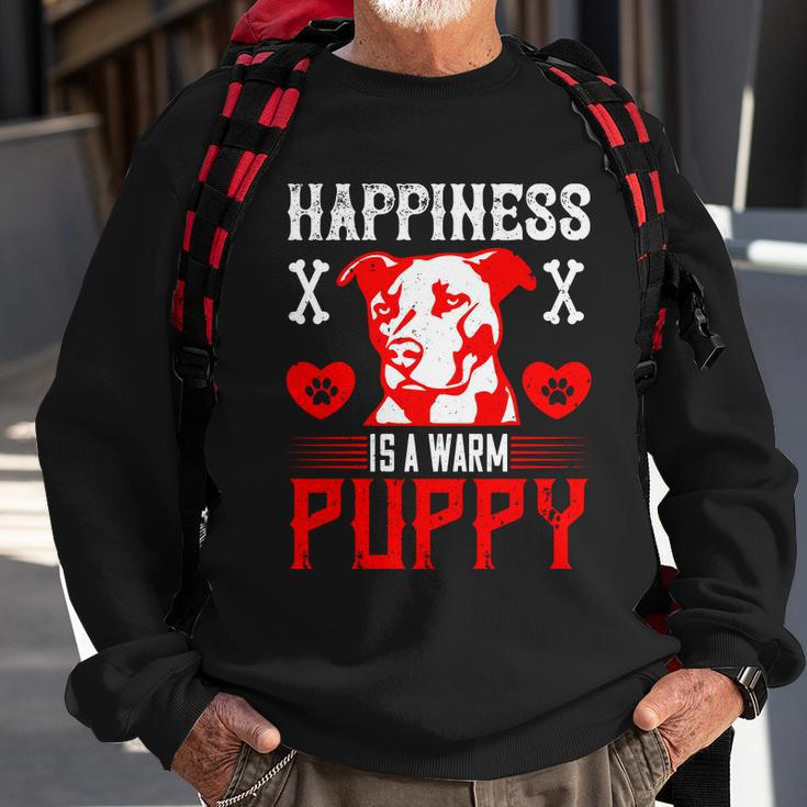 Happiness Is A Warm Puppy Cute Dog Pitbull Dad Sweatshirt Gifts for Old Men