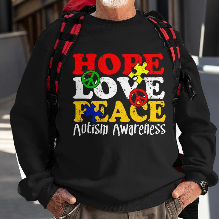 Hope Love Peace Autism Sweatshirt Gifts for Old Men