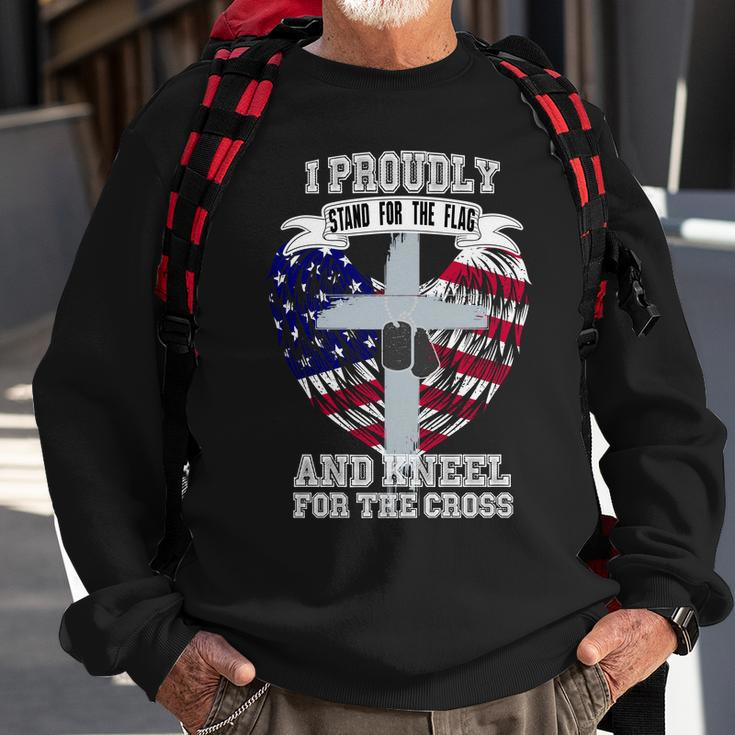 I Proudly Stand For The Flag And Kneel For The Cross Sweatshirt Gifts for Old Men