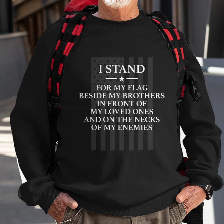I Stand For My Flag Veterans Proud American Family Graphic Design Printed Casual Daily Basic Sweatshirt Gifts for Old Men