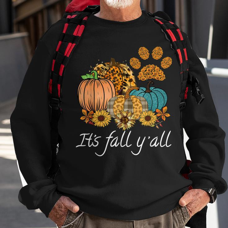 Its Fall Yall Leopard Pumpkin Autumn Dog Paw Halloween Sweatshirt Gifts for Old Men