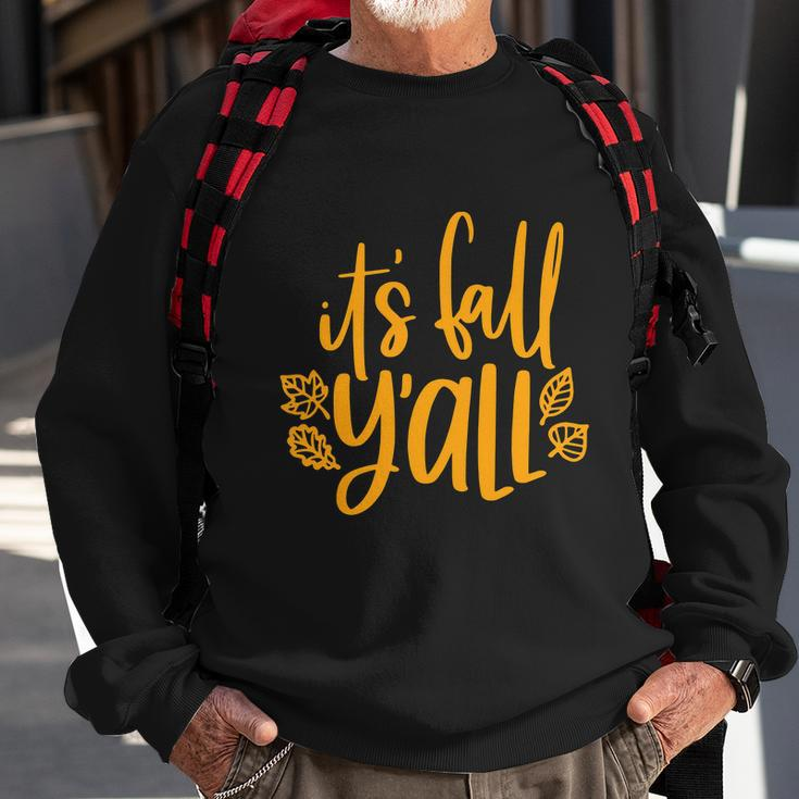 Its Fall Yall Red Leaf Pumpkin Fall Leaves Thanksgiving Graphic Design Printed Casual Daily Basic Sweatshirt Gifts for Old Men
