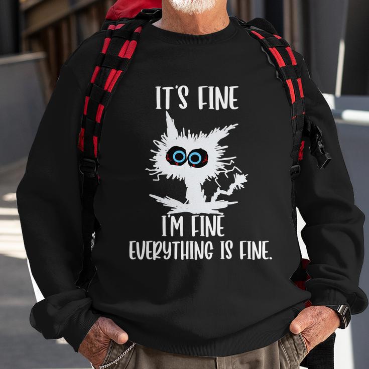 Its Fine Im Fine Everything Is Fine Funny Cat Teacher Tshirt Sweatshirt Gifts for Old Men