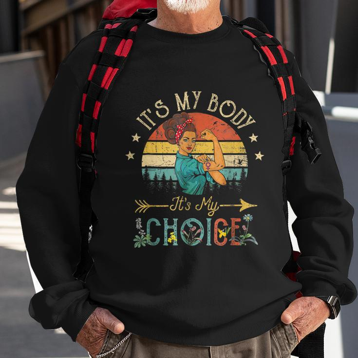Its My Body Choice Feminist Womens Floral Feminist Retro Sweatshirt Gifts for Old Men