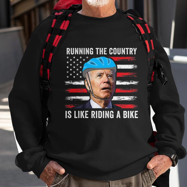 Joe Biden Falling Off His Bicycle Funny Biden Falls Off Bike America Flag Sweatshirt Gifts for Old Men