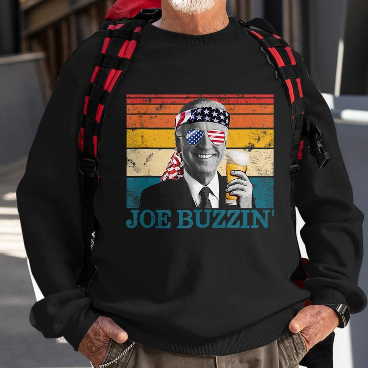 Joe Buzzin 4Th Of July Retro Drinking President Joe Biden Sweatshirt Gifts for Old Men