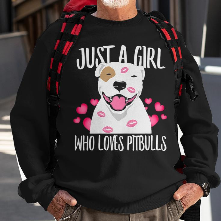 Just A Girl Who Loves Pit Bulls Dog Love R Dad Mom Boy Girl Sweatshirt Gifts for Old Men