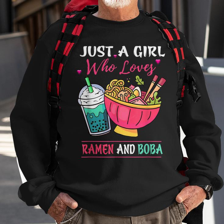 Kawaii Just A Girl Who Loves Ramen And Boba Tea Bubble Milk Men Women Sweatshirt Graphic Print Unisex Gifts for Old Men