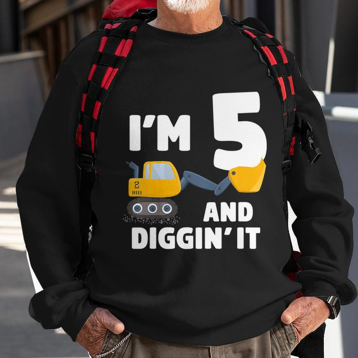 Kids Construction Truck 5Th Birthday Boy 5 Year Old Meaningful Gift Sweatshirt Gifts for Old Men