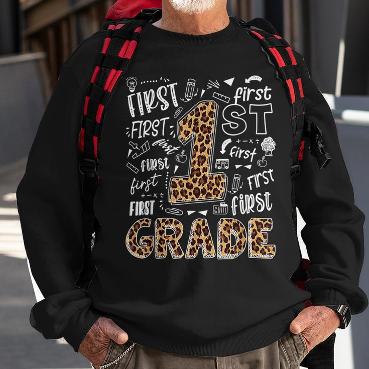 Leopard Print 1St Grade Teacher Kids Back To School Sweatshirt Gifts for Old Men