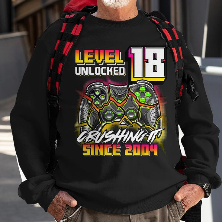 Level 18 Unlocked Crushing It 2004 Video Game 18Th Birthday Sweatshirt Gifts for Old Men