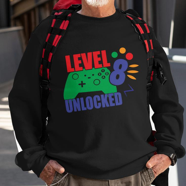 Level 8 Unlocked 8Th Gamer Video Game Birthday Video Game Graphic Design Printed Casual Daily Basic Sweatshirt Gifts for Old Men