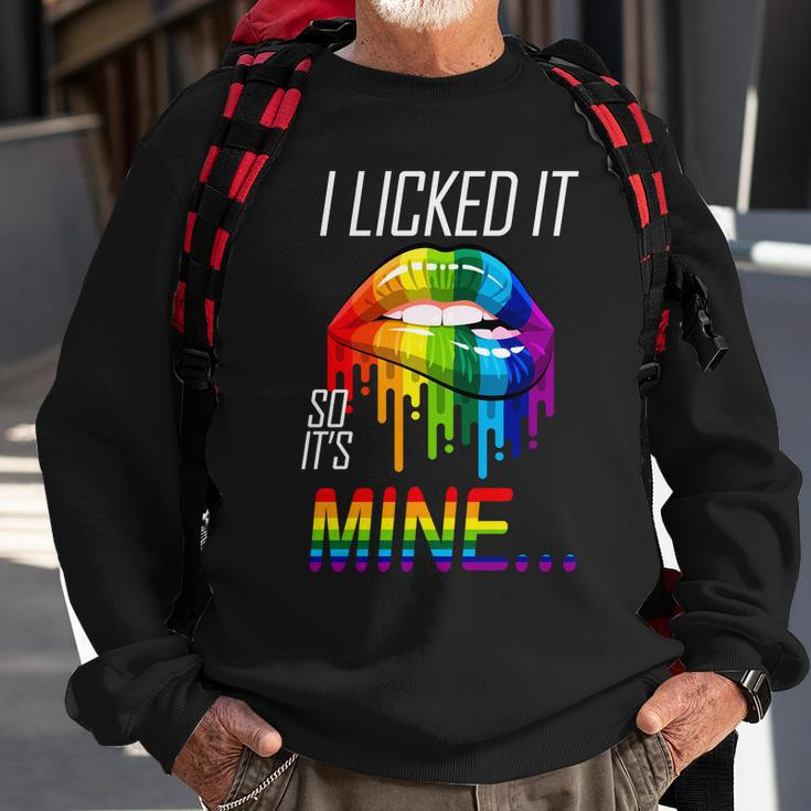 Lgbt I Licked It So Its Mine Gay Pride Lips Tshirt Sweatshirt Gifts for Old Men