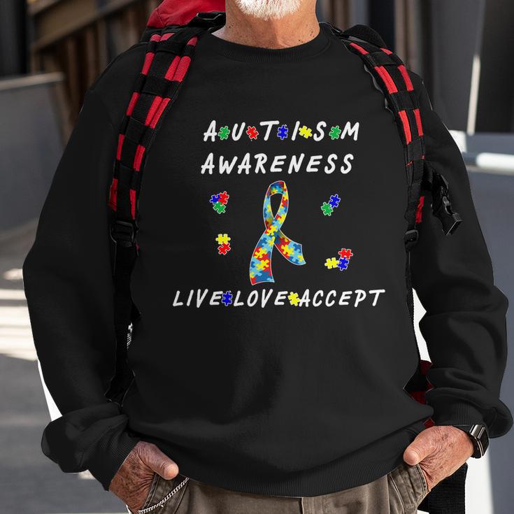 Live Love Accept Autism Puzzle Piece Ribbon Sweatshirt Gifts for Old Men