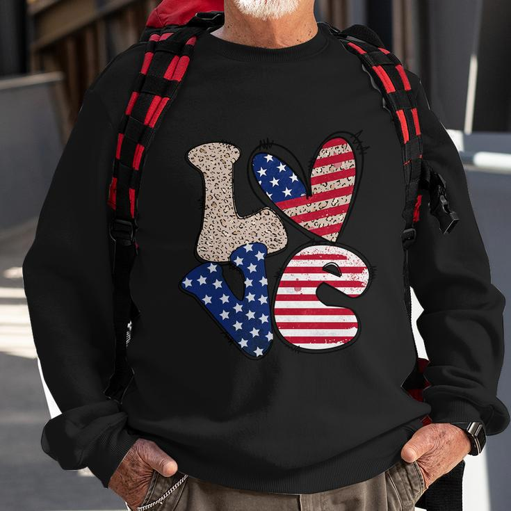 Love America Cute Funny 4Th Of July Independence Day Plus Size Graphic Sweatshirt Gifts for Old Men