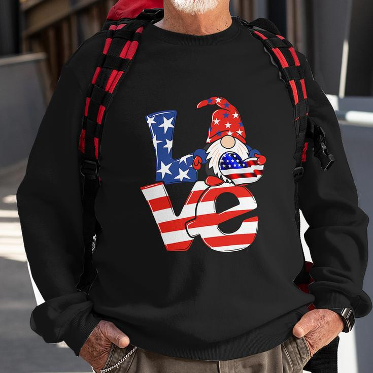 Love Gnome American Flag Funny 4Th Of July Sweatshirt Gifts for Old Men