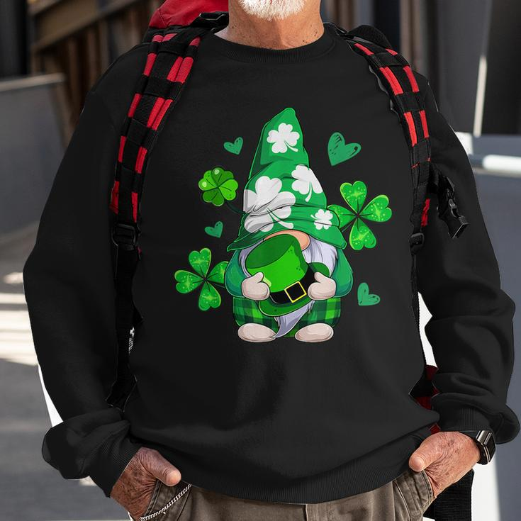 Love Gnomes Irish Shamrock St Patricks Day Four Leaf Clover Men Women Sweatshirt Graphic Print Unisex Gifts for Old Men