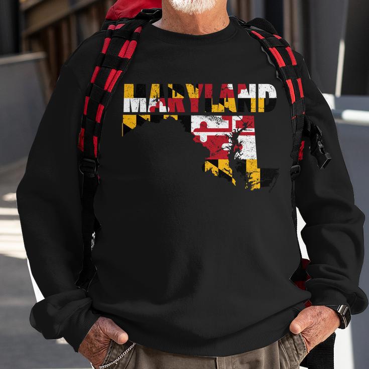 Maryland State Flag Sweatshirt Gifts for Old Men