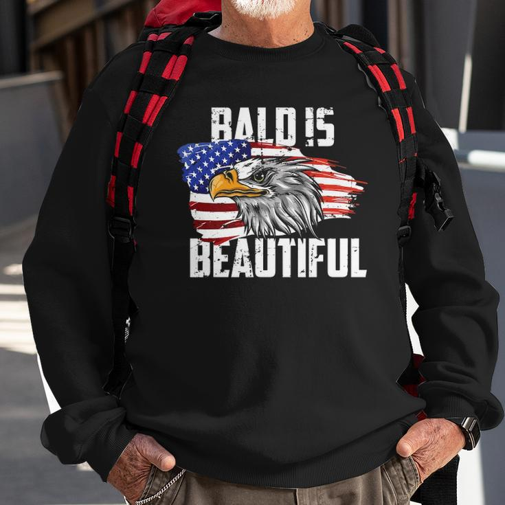 Mens Bald Is Beautiful July 4Th Eagle Patriotic American Vintage Sweatshirt Gifts for Old Men