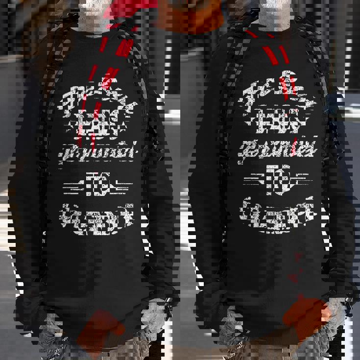 Mens The Best Dads Get Promoted To Grandpa Distressed Fathers Day Men Women Sweatshirt Graphic Print Unisex Gifts for Old Men