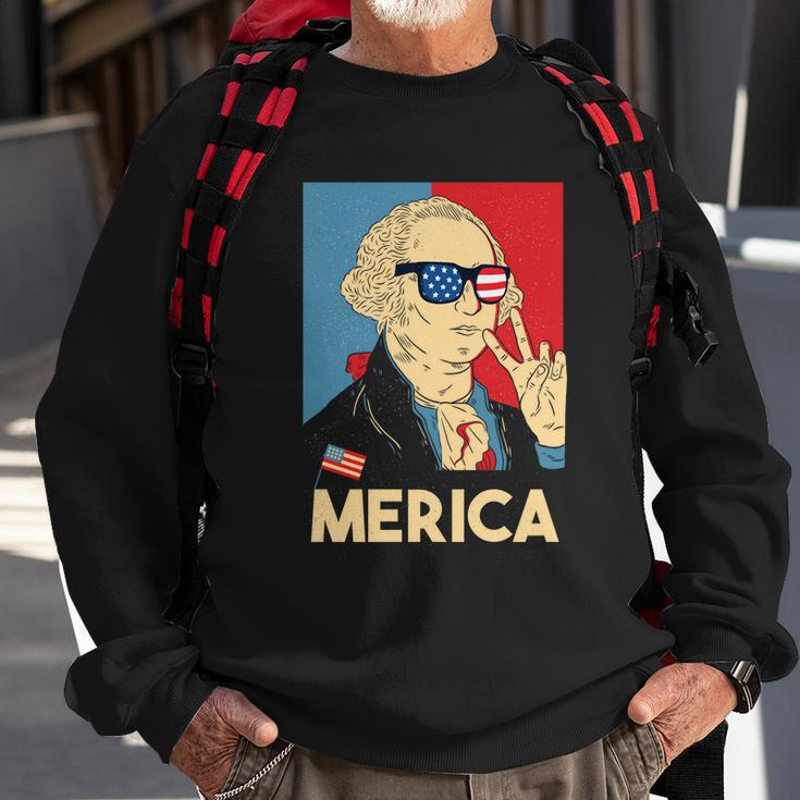 Merica George Washington 4Th Of July Usa Flag Funny American Gift Sweatshirt Gifts for Old Men