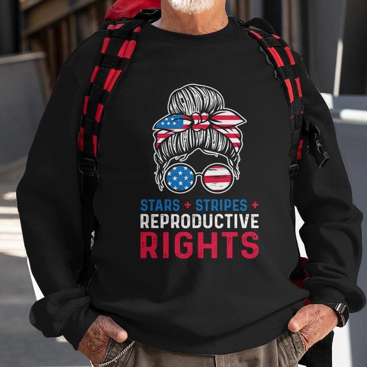 Messy Bun American Flag Stars Stripes Reproductive Rights Gift V2 Sweatshirt Gifts for Old Men