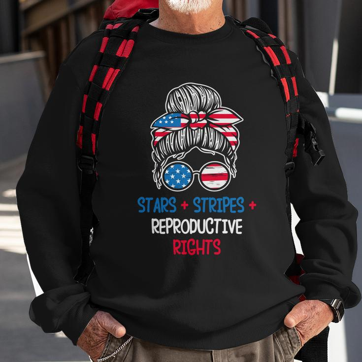 Messy Bun American Flag Stars Stripes Reproductive Rights Gift V4 Sweatshirt Gifts for Old Men