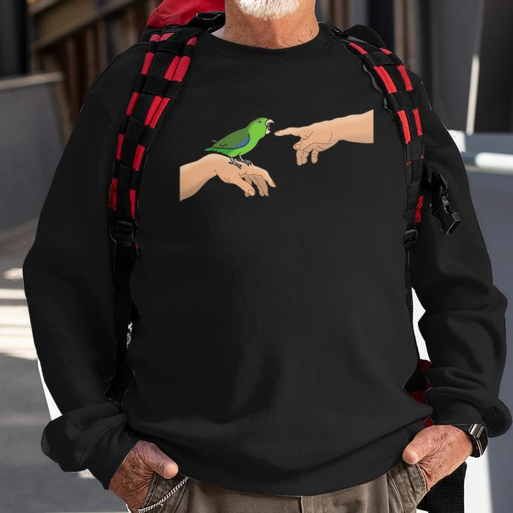 Michelangelo Angry Green Parrotlet Birb Memes Parrot Owner Sweatshirt Gifts for Old Men