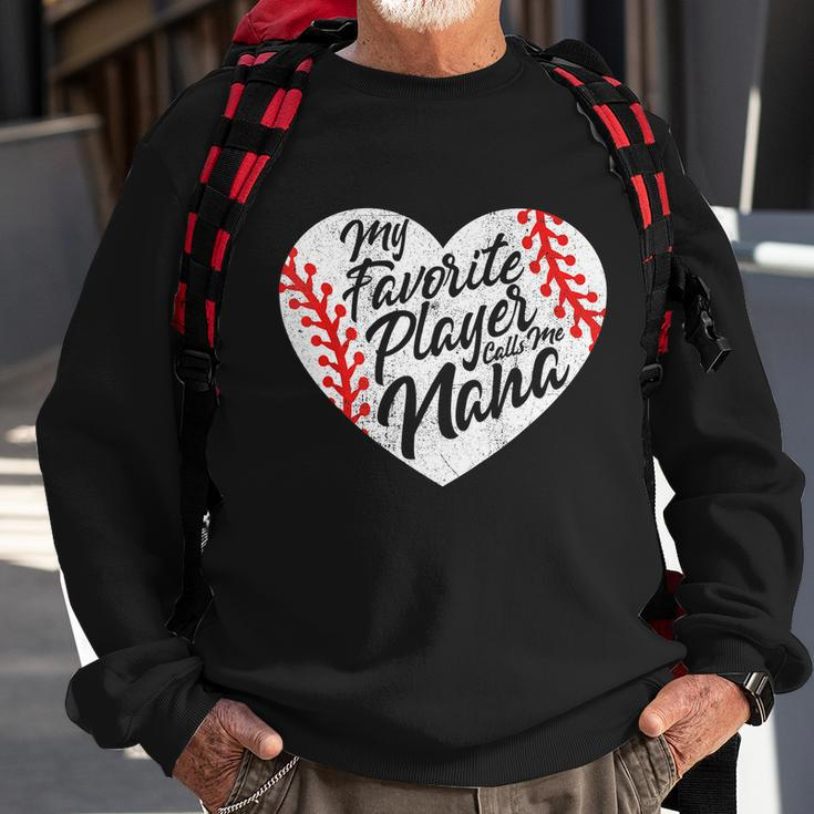 My Favorite Player Calls Me Nana Baseball Heart Cute Grandma Sweatshirt Gifts for Old Men