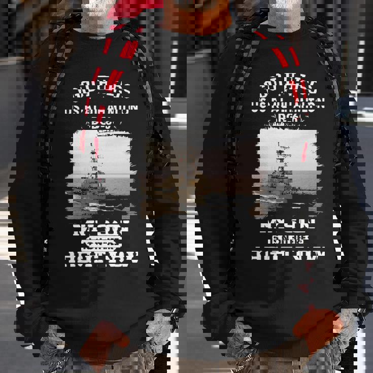 My Son Is On Uss Paul Hamilton Ddg Sweatshirt Gifts for Old Men
