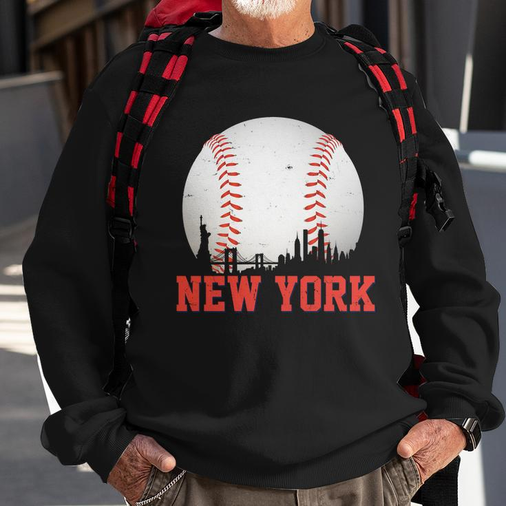 New York Skyline Baseball Sports Fan Sweatshirt Gifts for Old Men