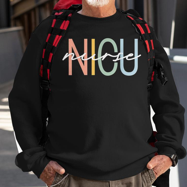 Nicu Nurse Icu Neonatal Boho Rainbow Team Tiny Humans Retro V2 Sweatshirt Gifts for Old Men