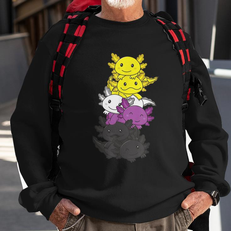 Nonbinary Flag Non Binary Pride Lgbtq Axolotl Sweatshirt Gifts for Old Men