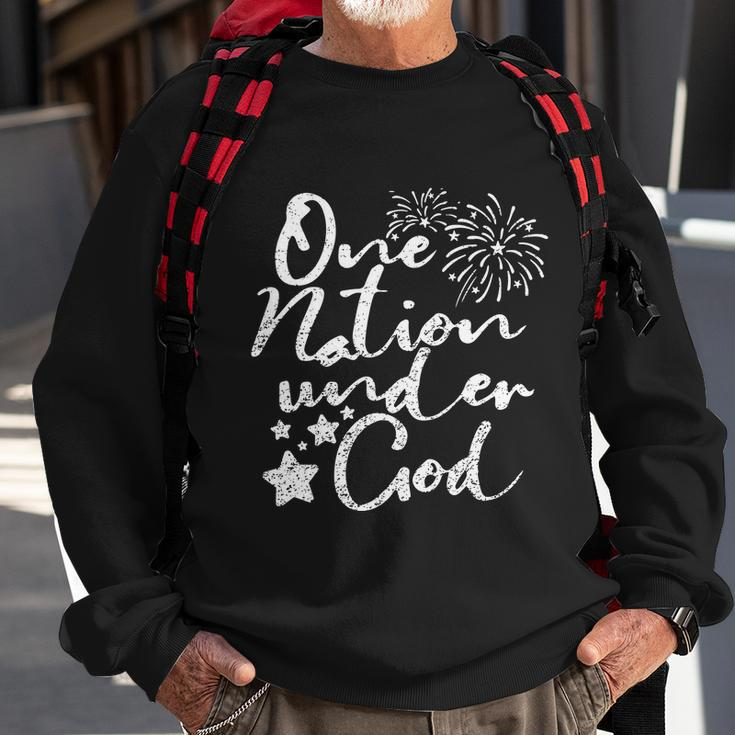 One Nation Under God Fire Work 4Th Of July Sweatshirt Gifts for Old Men