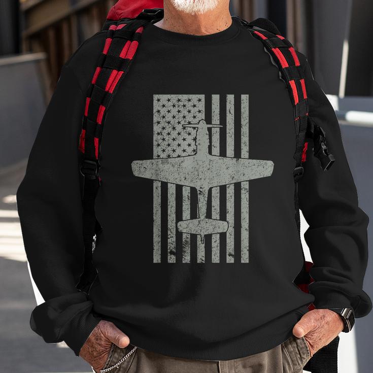 P51 Mustang Wwii Fighter Airplane Vintage Flag Sweatshirt Gifts for Old Men