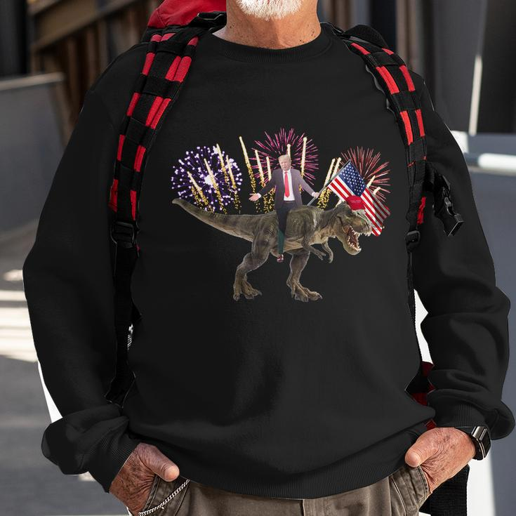 Patriotic Donald Trump On A Dinosaur Sweatshirt Gifts for Old Men