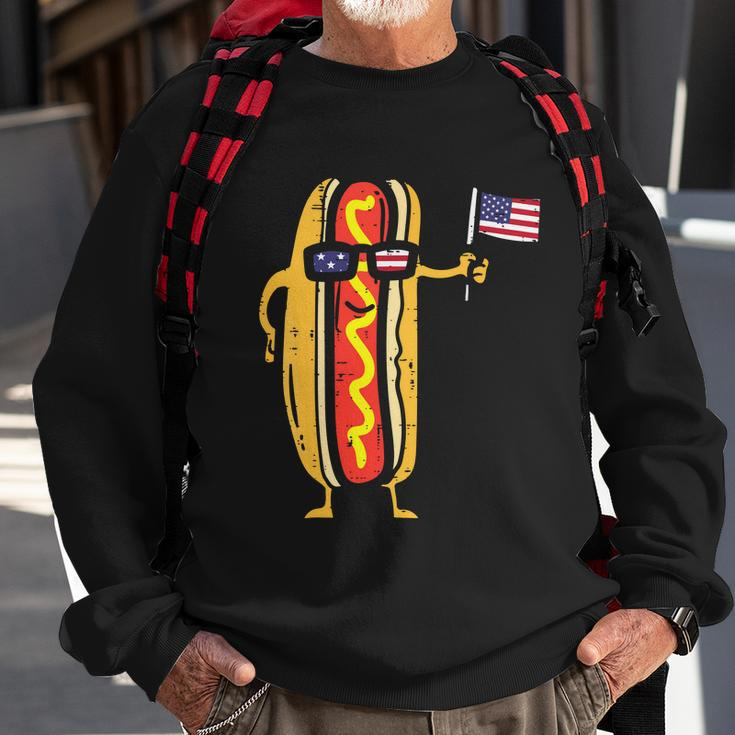 Patriotic Hot Dog American Flag Usa Funny 4Th Of July Fourth Sweatshirt Gifts for Old Men