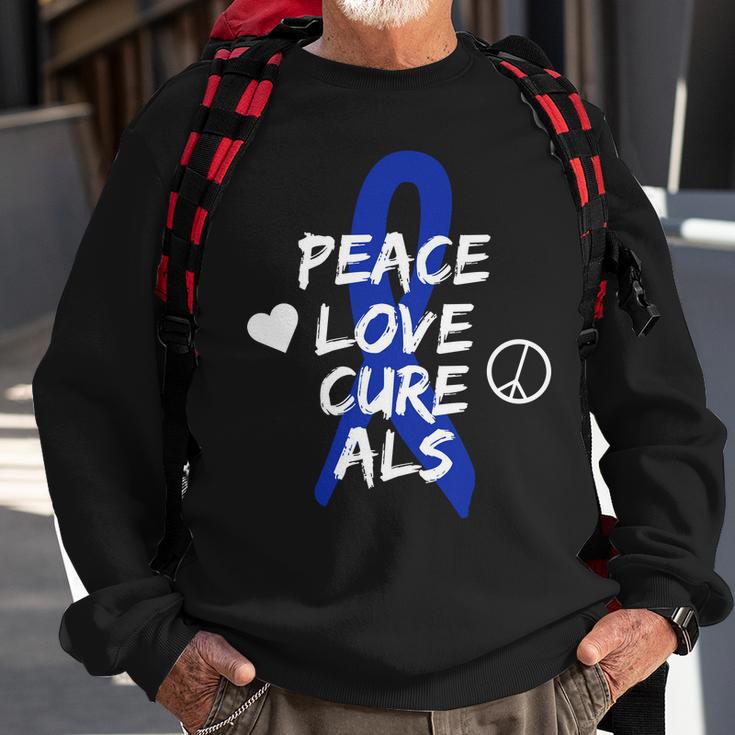 Peace Love Cure Als Awareness Tshirt Sweatshirt Gifts for Old Men