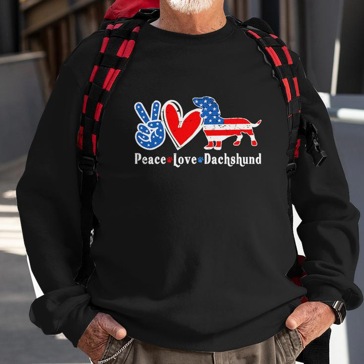Peace Love Dachshund Funny 4Th Of July American Flag Sweatshirt Gifts for Old Men