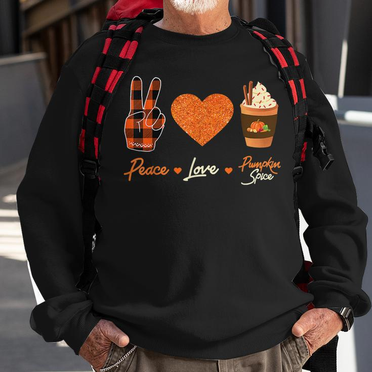 Peace Love Pumpkin Spice Fall Autumn Plaid Drinks Halloween Sweatshirt Gifts for Old Men