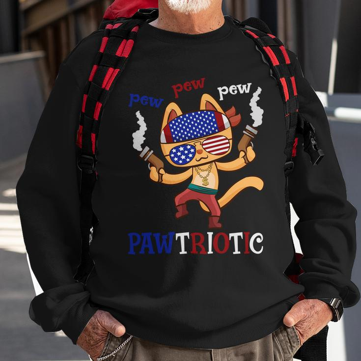 Pew Pew Pawtriotic Cat 4Th Of July Cat Day Sweatshirt Gifts for Old Men