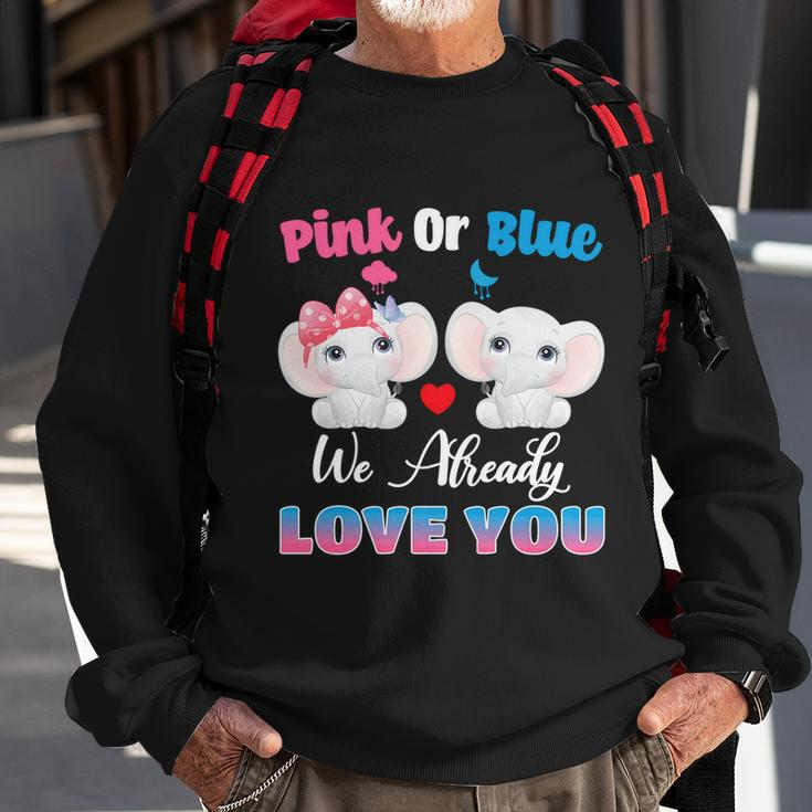 Pink Or Blue We Always Love You Funny Elephant Gender Reveal Gift Sweatshirt Gifts for Old Men