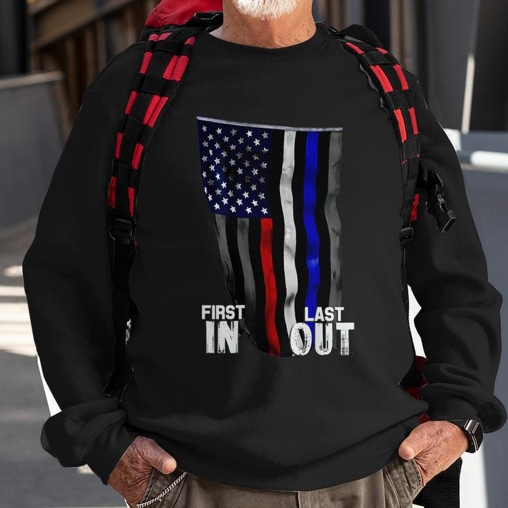 Police Fire Ems First Responder American Flag Sweatshirt Gifts for Old Men
