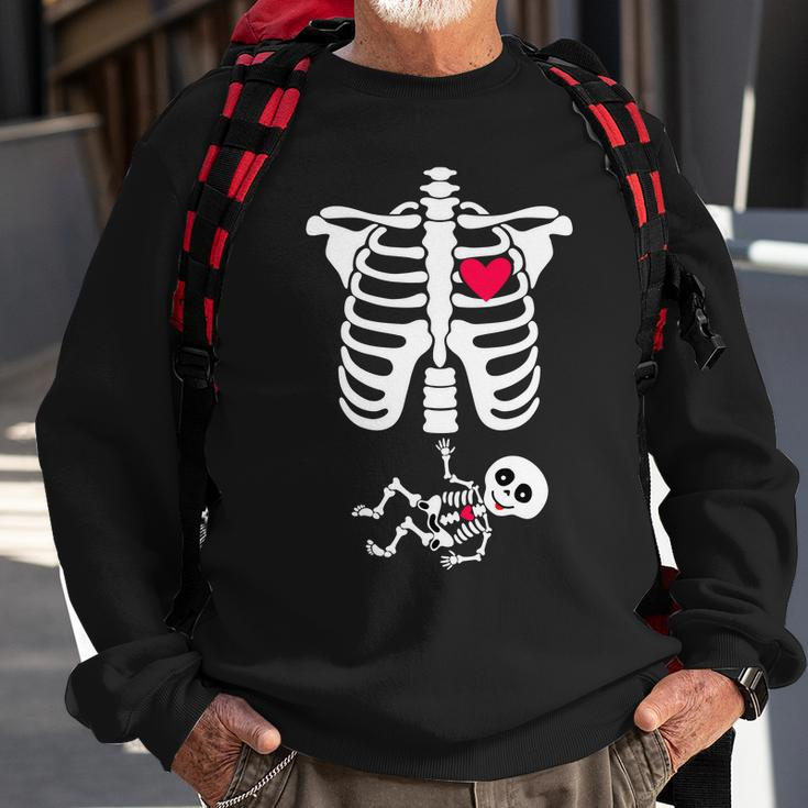 Pregnant Skeleton Ribcage With Baby Costume Sweatshirt Gifts for Old Men
