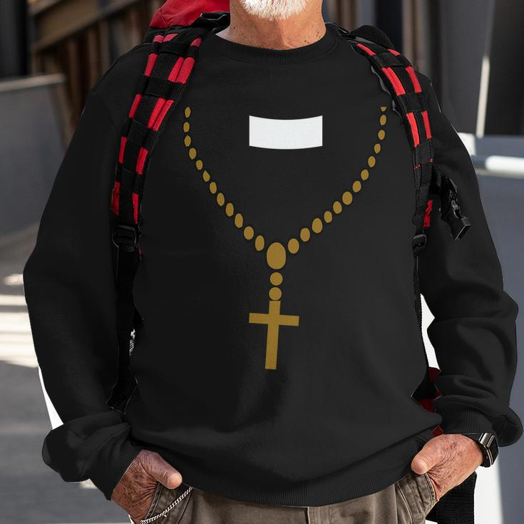 Priest Costume Cross Religion Sweatshirt Gifts for Old Men
