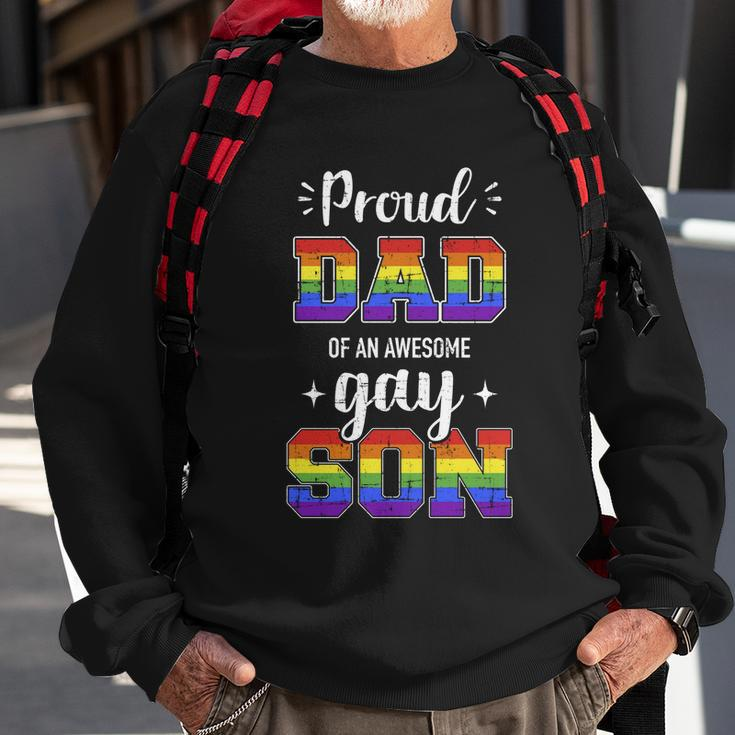 Proud Dad Of Awesome Gay Son Rainbow Pride Month Family Meaningful Gift Sweatshirt Gifts for Old Men