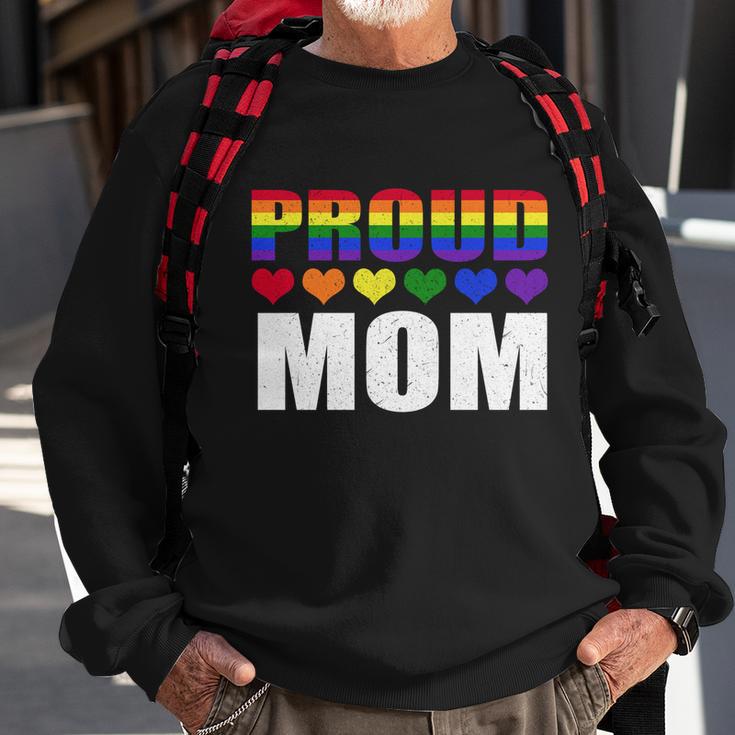 Proud Mom Lgbtmeaningful Giftq Gay Pride Ally Lgbt Parent Rainbow Heart Gift Sweatshirt Gifts for Old Men