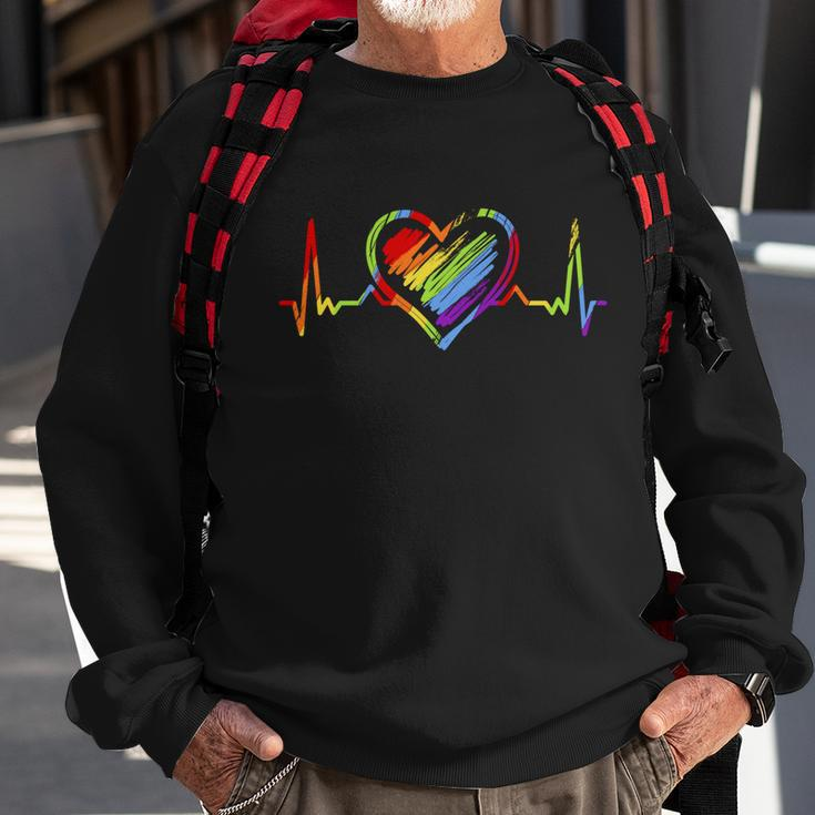 Rainbow Heartbeat Lgbt Gay Pride Great Gift Sweatshirt Gifts for Old Men
